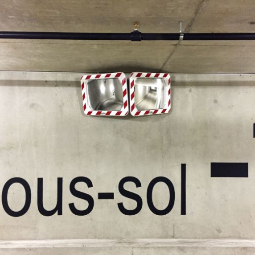 Double miroirs de sécurité, petite taille, pour intérieur de parking privé